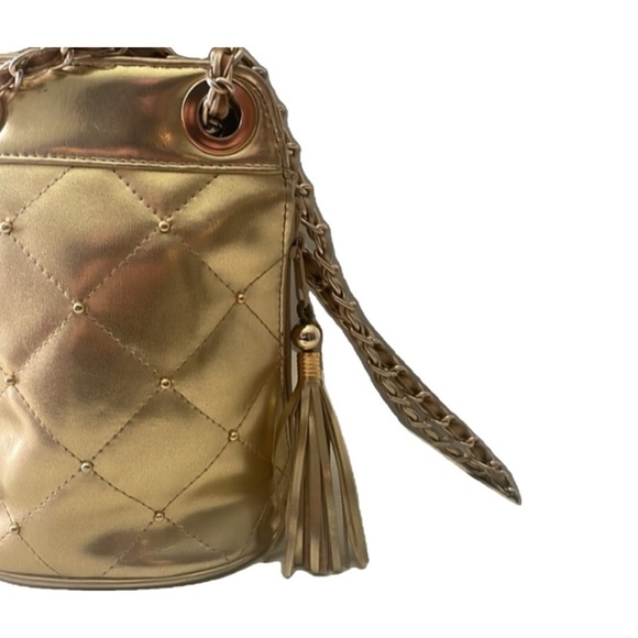 Vintage 90's Gold Quilted Chain Bag - Picture 7 of 9